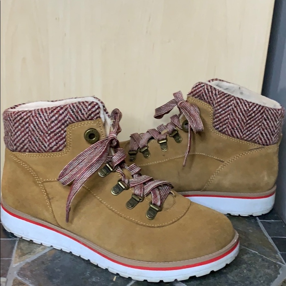 Anne Klein Akwill Power Tan Suede Ankle Boots